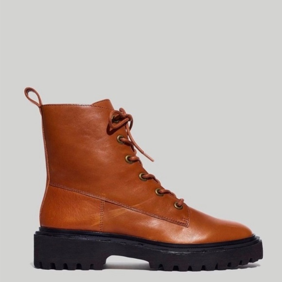 MADEWELL The Rayna lace-up boot leather combat English Saddle women’s sz 8.5 EUC - Picture 3 of 13